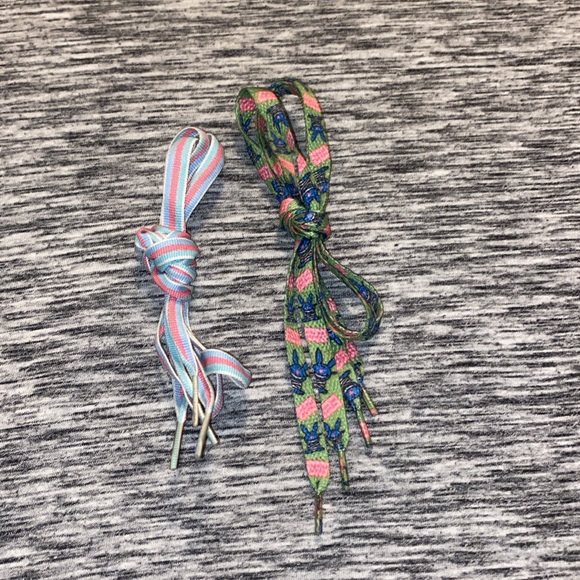 2 Pairs of Y2K Shoelaces Happy Bunny “Cute But Psycho” and Pink / Blue Stripe - Picture 1 of 16